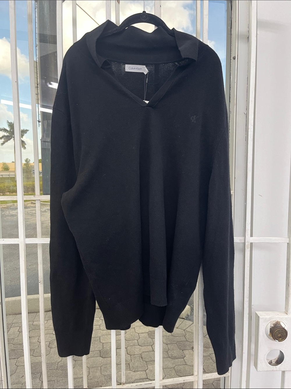 Calvin Klein Men's Black V-Neck Polo Sweater